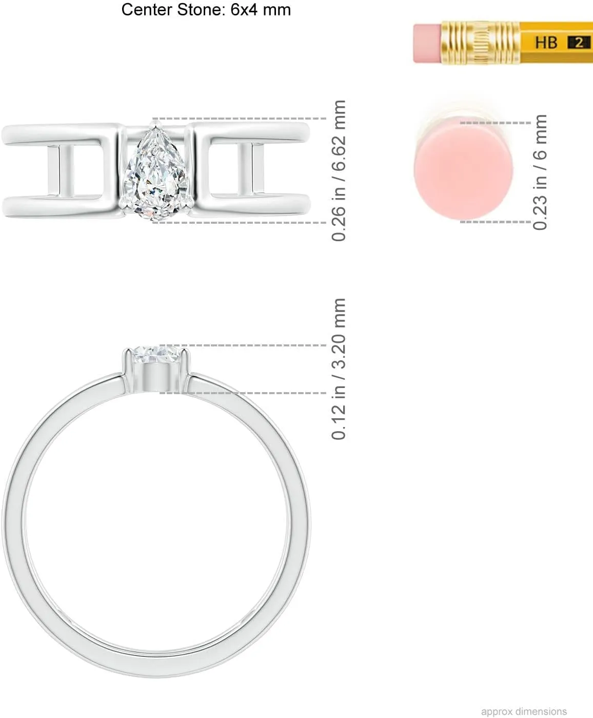 Angara Lab Grown Pear Diamond Solitaire Parallel Split Shank Ring in Silver / 14K Solid Gold/Platinum | April Birthstone, Birthday, Engagement, Anniversary, Wedding Jewelry Gift for Women