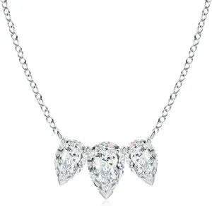 Angara Lab Grown Pear Diamond Three Stone Pendant in 14K Solid Gold/Platinum | April Birthstone, Birthday, Engagement, Anniversary, Wedding Jewelry Gift for Women