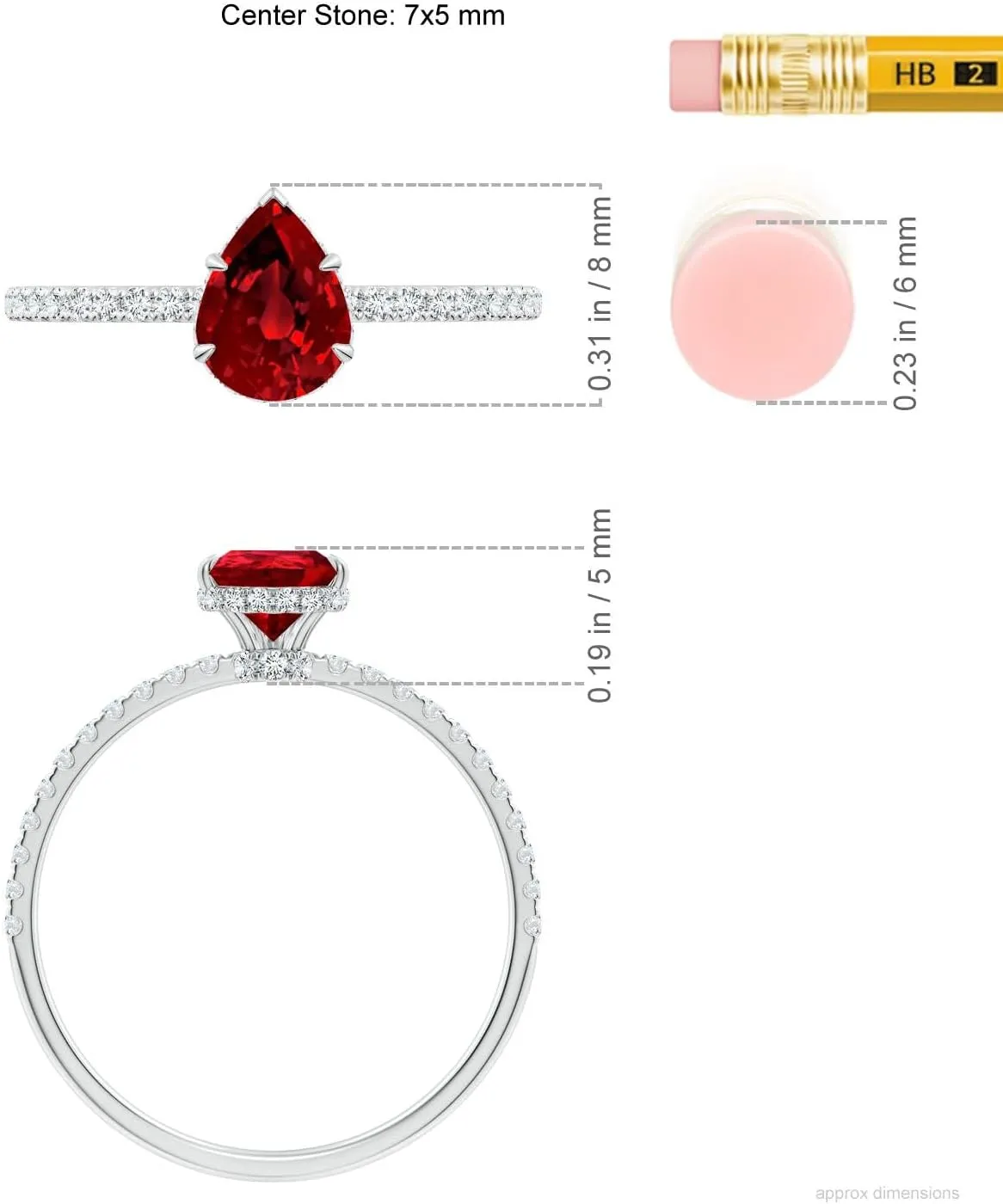 Angara Lab Grown Pear Ruby Hidden Halo Classic Engagement Ring in 14K Solid Gold/Platinum | July Birthstone, Birthday, Anniversary, Wedding Jewelry Gift for Women