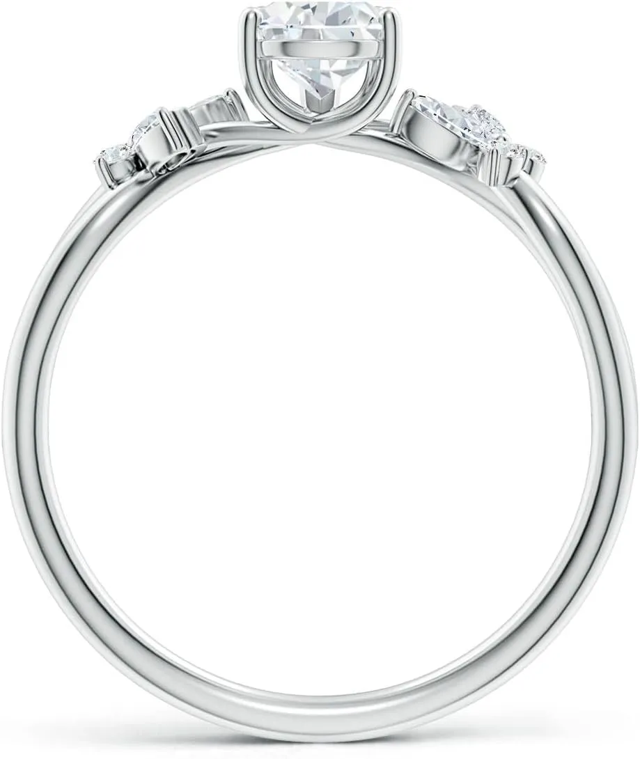 Angara Lab Grown Pear-Shaped Diamond Butterfly Engagement Ring in 14K Solid Gold/Platinum | April Birthstone, Birthday, Anniversary, Wedding Jewelry Gift for Women