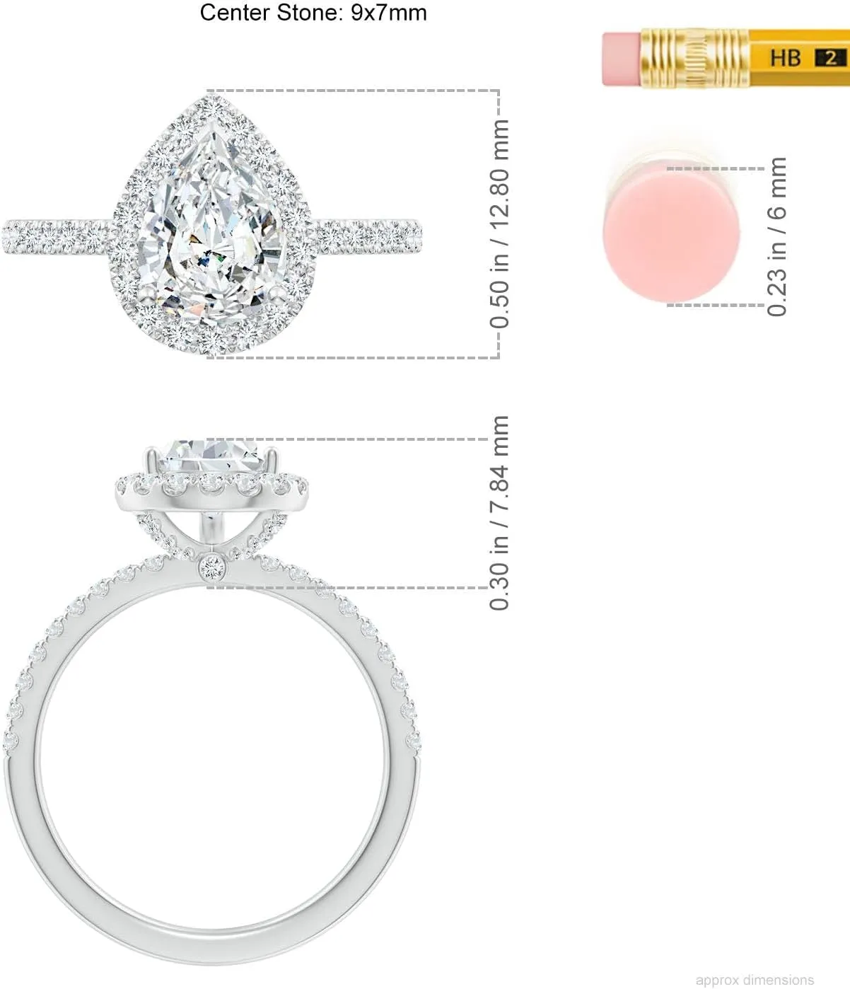Angara Lab Grown Pear-Shaped Diamond Classic Halo Engagement Ring in 14K Solid Gold/Platinum | April Birthstone, Birthday, Anniversary, Wedding Jewelry Gift for Women
