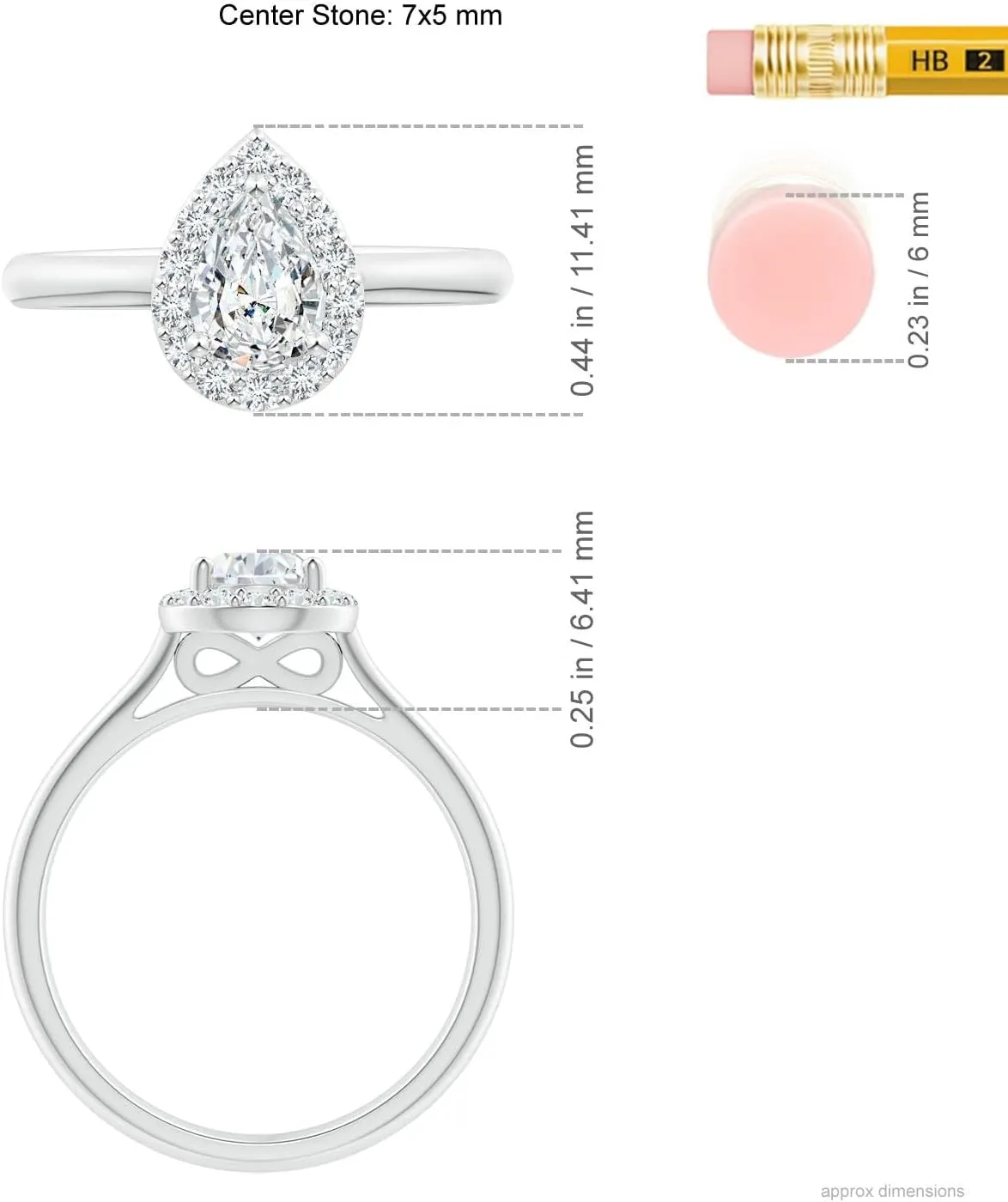 Angara Lab Grown Pear-Shaped Diamond Halo Engagement Ring in Silver / 14K Solid Gold/Platinum | April Birthstone, Birthday, Anniversary, Wedding Jewelry Gift for Women