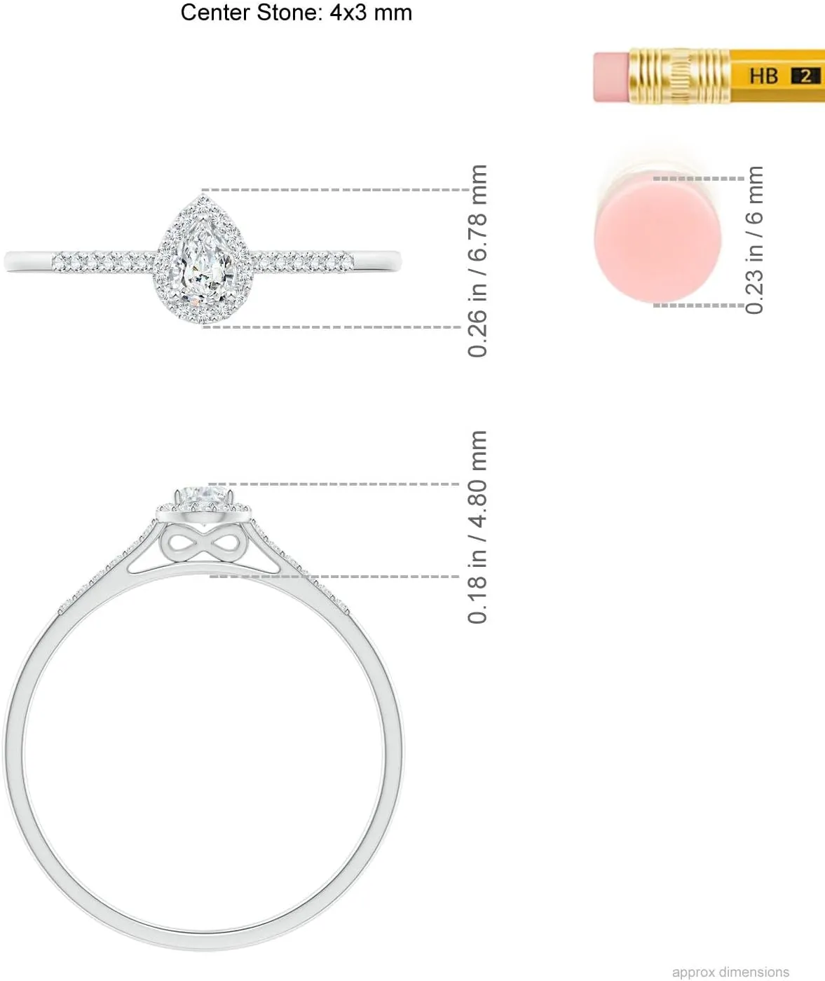 Angara Lab Grown Pear-Shaped Diamond Halo Engagement Ring with Accents in Silver / 14K Solid Gold/Platinum | April Birthstone, Birthday, Anniversary, Wedding Jewelry Gift for Women