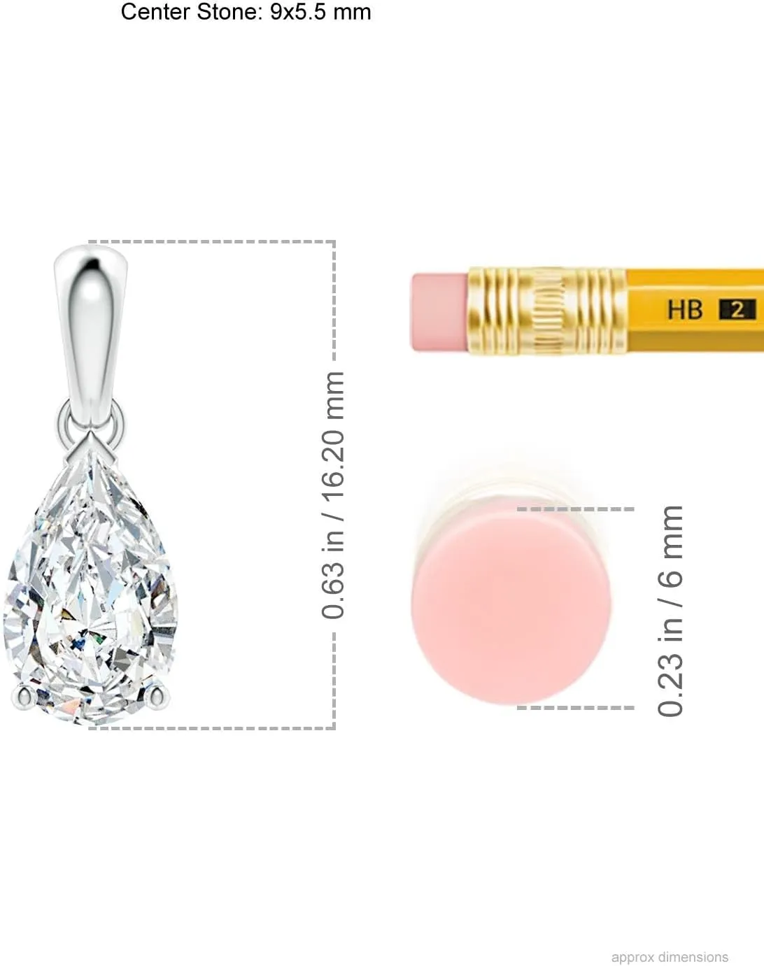 Angara Lab Grown Pear-Shaped Diamond Solitaire Pendant in Silver / 14K Solid Gold/Platinum | April Birthstone, Birthday, Engagement, Anniversary, Wedding Jewelry Gift for Women