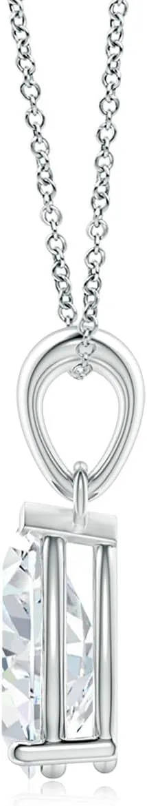 Angara Lab Grown Pear-Shaped Diamond Solitaire Pendant in Silver / 14K Solid Gold/Platinum | April Birthstone, Birthday, Engagement, Anniversary, Wedding Jewelry Gift for Women