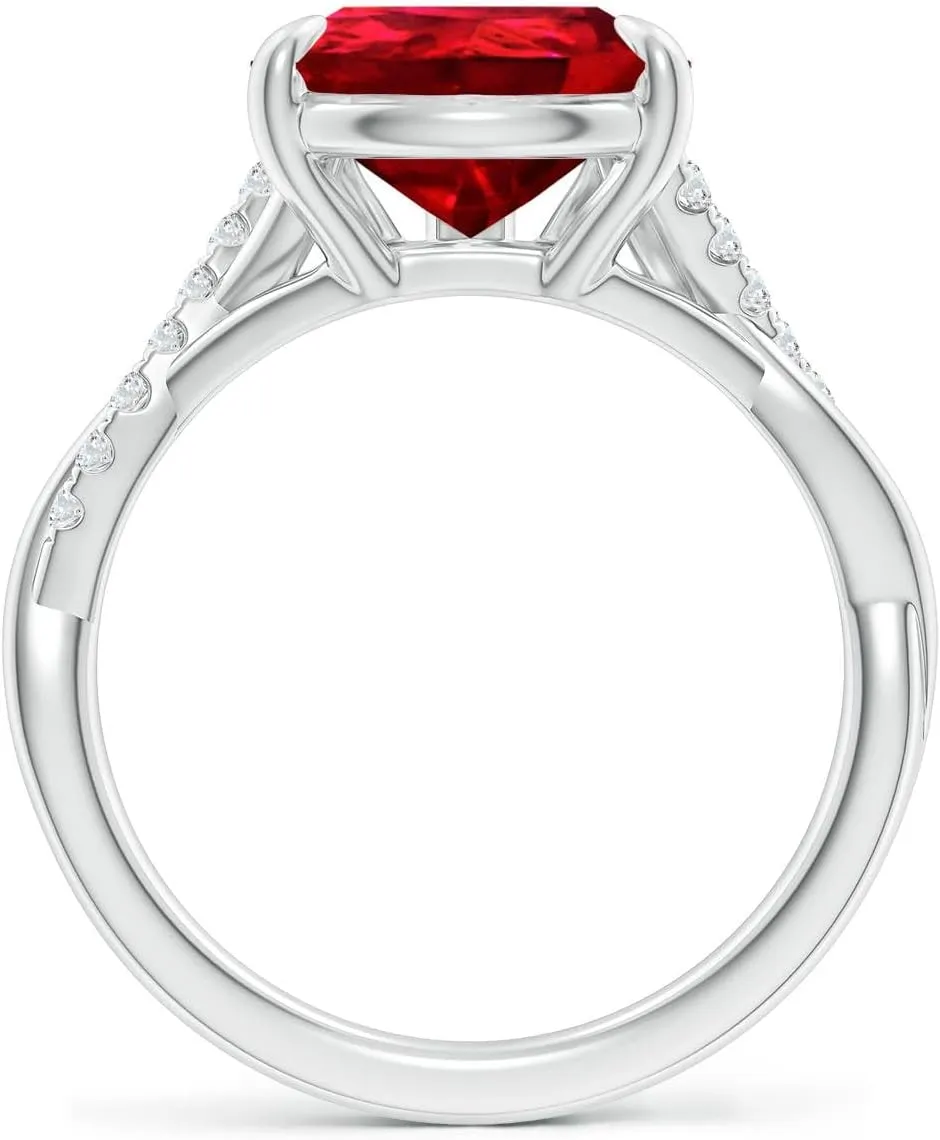 Angara Lab Grown Pear-Shaped Ruby Twisted Shank Engagement Ring in 14K Solid Gold/Platinum | July Birthstone, Birthday, Anniversary, Wedding Jewelry Gift for Women