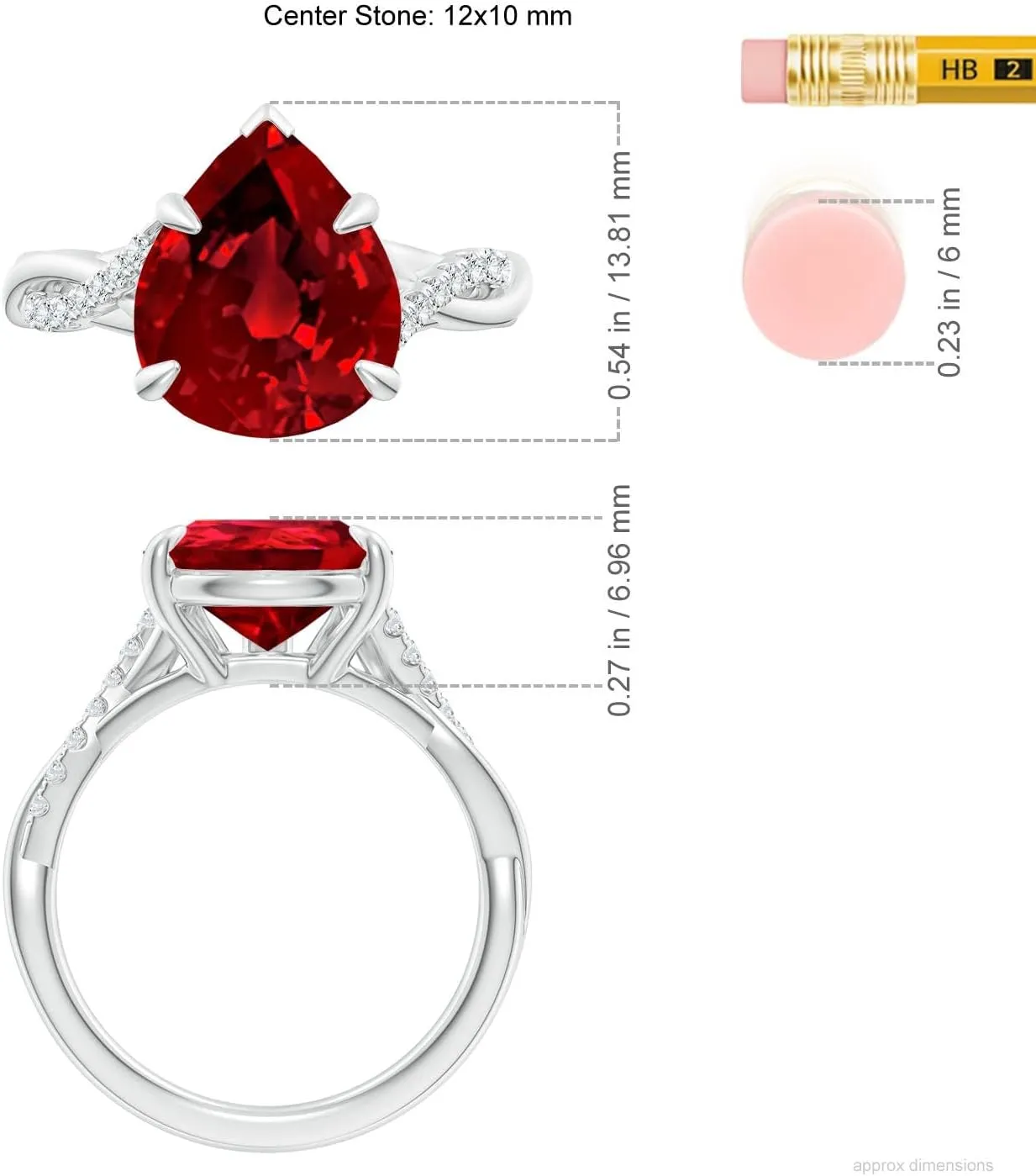 Angara Lab Grown Pear-Shaped Ruby Twisted Shank Engagement Ring in 14K Solid Gold/Platinum | July Birthstone, Birthday, Anniversary, Wedding Jewelry Gift for Women