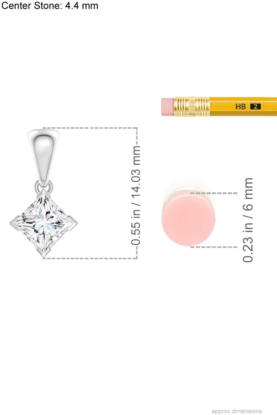 Angara Lab Grown Princess-Cut Diamond Solitaire Pendant in 14K Solid Gold/Platinum | April Birthstone, Birthday, Engagement, Anniversary, Wedding Jewelry Gift for Women