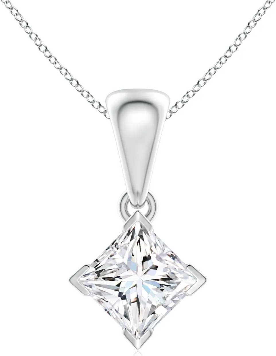 Angara Lab Grown Princess-Cut Diamond Solitaire Pendant in 14K Solid Gold/Platinum | April Birthstone, Birthday, Engagement, Anniversary, Wedding Jewelry Gift for Women