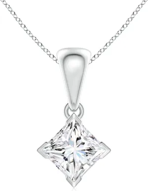 Angara Lab Grown Princess-Cut Diamond Solitaire Pendant in 14K Solid Gold/Platinum | April Birthstone, Birthday, Engagement, Anniversary, Wedding Jewelry Gift for Women