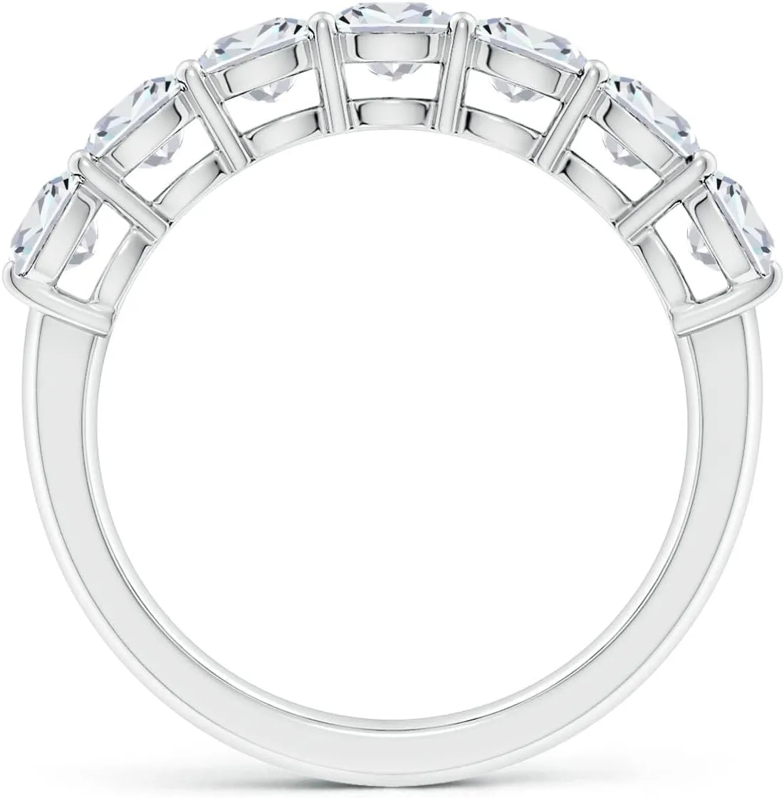 Angara Lab Grown Prong-Set Cushion Rectangular Diamond Seven Stone Wedding Ring in Silver / 14K Solid Gold/Platinum | April Birthstone, Birthday, Engagement, Anniversary Jewelry Gift for Women
