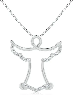 Angara Lab Grown Prong-Set Diamond Angel Pendant in 14K Solid Gold/Platinum | April Birthstone, Birthday, Engagement, Anniversary, Wedding Jewelry Gift for Women