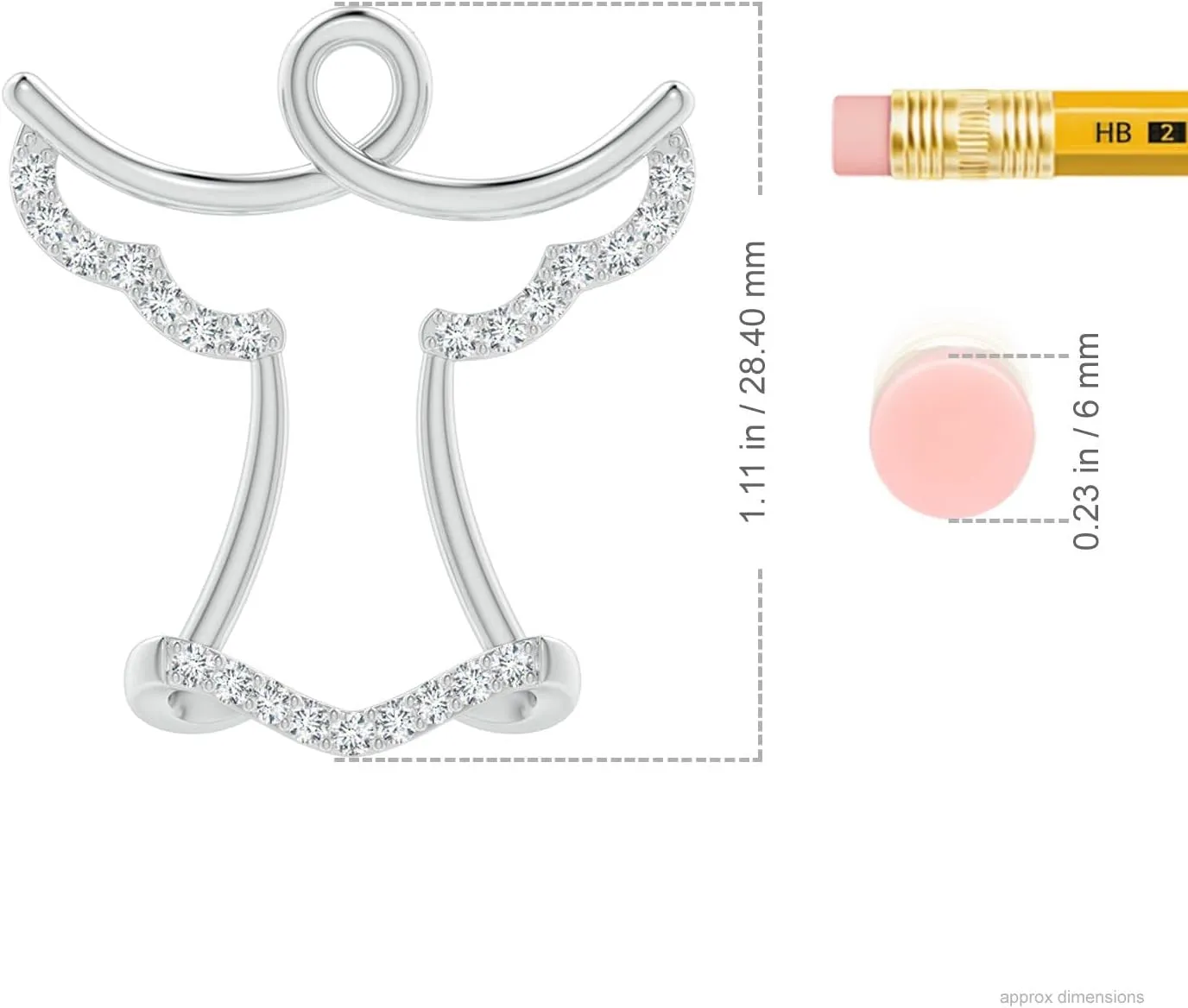 Angara Lab Grown Prong-Set Diamond Angel Pendant in 14K Solid Gold/Platinum | April Birthstone, Birthday, Engagement, Anniversary, Wedding Jewelry Gift for Women