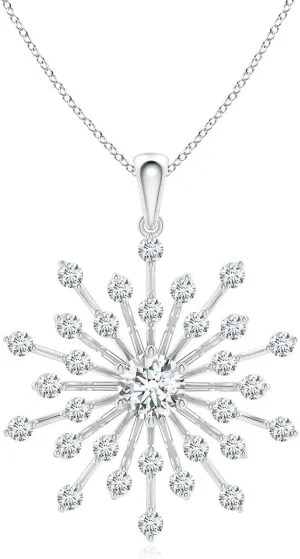 Angara Lab Grown Prong-Set Diamond Sunburst Pendant in 14K Solid Gold/Platinum | April Birthstone, Birthday, Engagement, Anniversary, Wedding Jewelry Gift for Women