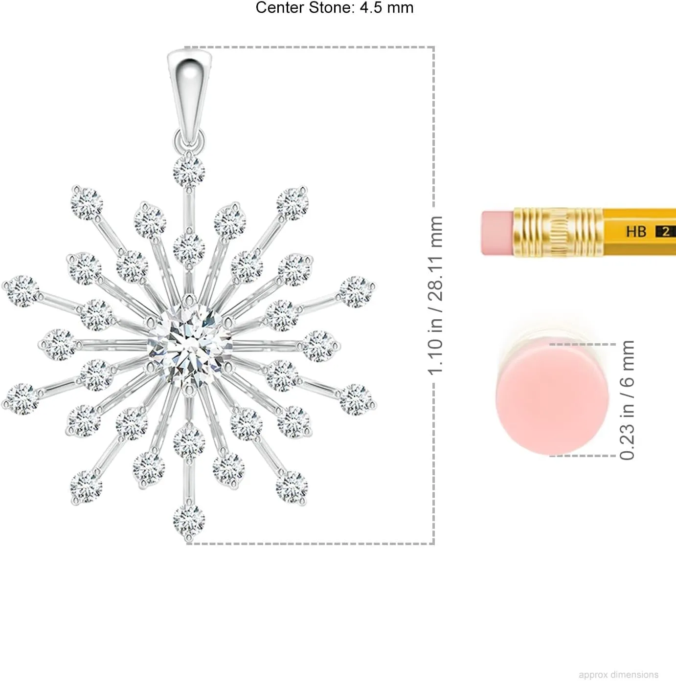 Angara Lab Grown Prong-Set Diamond Sunburst Pendant in 14K Solid Gold/Platinum | April Birthstone, Birthday, Engagement, Anniversary, Wedding Jewelry Gift for Women