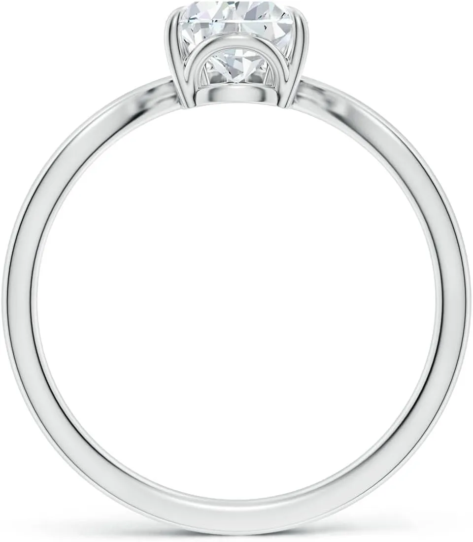 Angara Lab Grown Prong-Set Pear Diamond Chevron Engagement Ring in Silver / 14K Solid Gold/Platinum | April Birthstone, Birthday, Anniversary, Wedding Jewelry Gift for Women