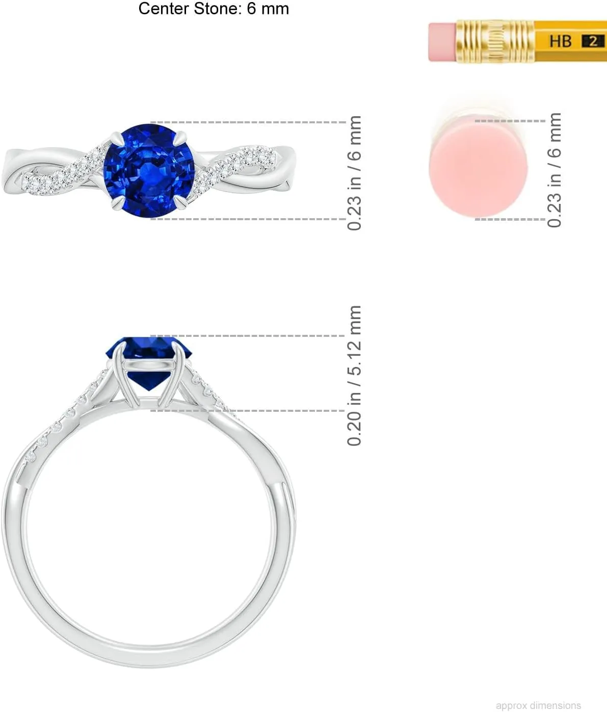 Angara Lab Grown Round Blue Sapphire Twisted Shank Engagement Ring in 14K Solid Gold/Platinum | September Birthstone, Birthday, Anniversary, Wedding Jewelry Gift for Women