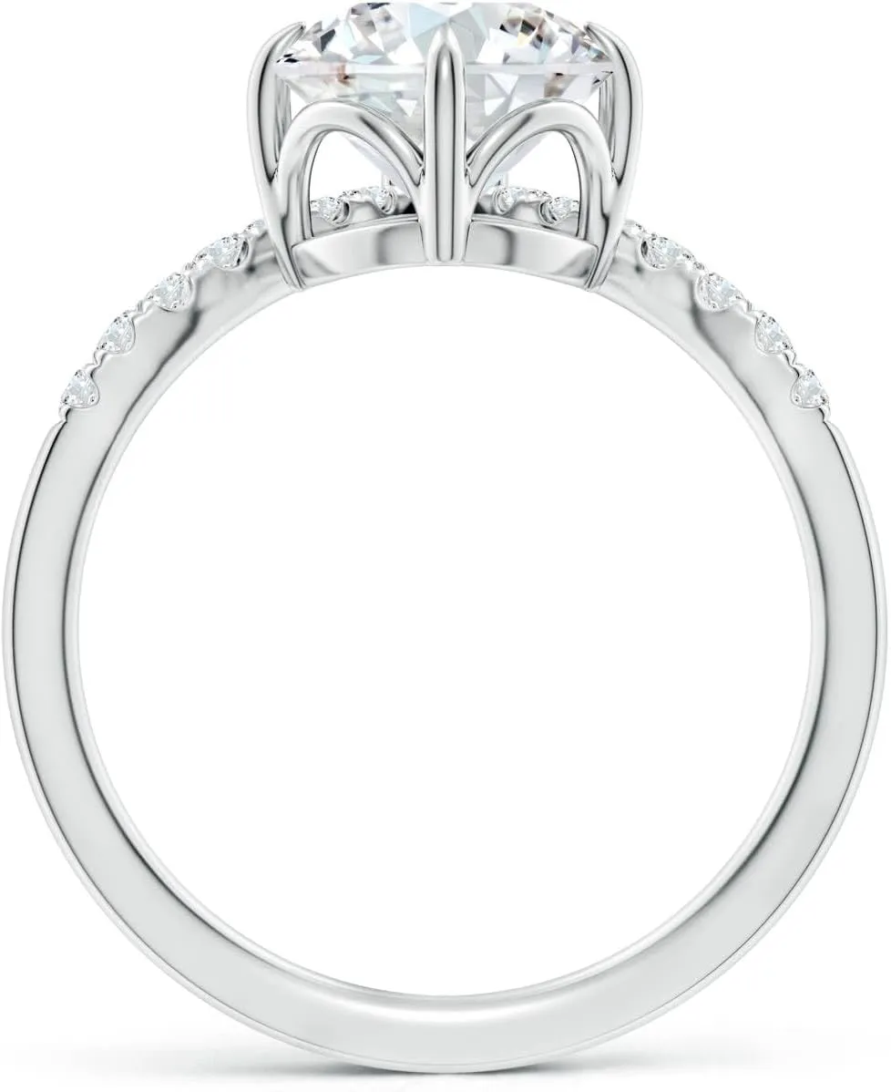 Angara Lab Grown Round Diamond Chevron Engagement Ring in Silver / 14K Solid Gold/Platinum | April Birthstone, Birthday, Anniversary, Wedding Jewelry Gift for Women