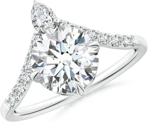 Angara Lab Grown Round Diamond Chevron Engagement Ring in Silver / 14K Solid Gold/Platinum | April Birthstone, Birthday, Anniversary, Wedding Jewelry Gift for Women