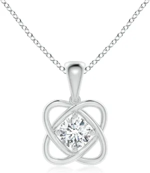 Angara Lab Grown Round Diamond Love Knot Pendant in 14K Solid Gold/Platinum | April Birthstone, Birthday, Engagement, Anniversary, Wedding Jewelry Gift for Women
