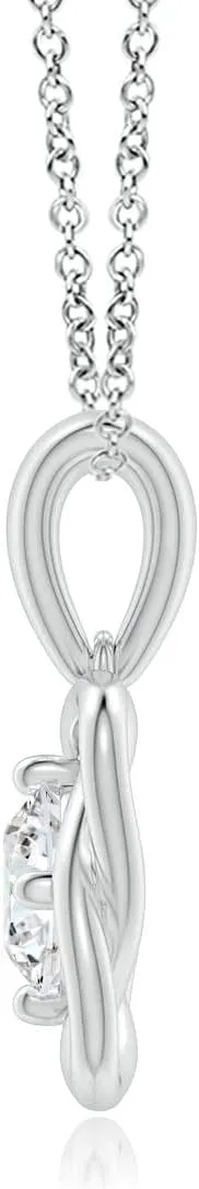 Angara Lab Grown Round Diamond Love Knot Pendant in 14K Solid Gold/Platinum | April Birthstone, Birthday, Engagement, Anniversary, Wedding Jewelry Gift for Women
