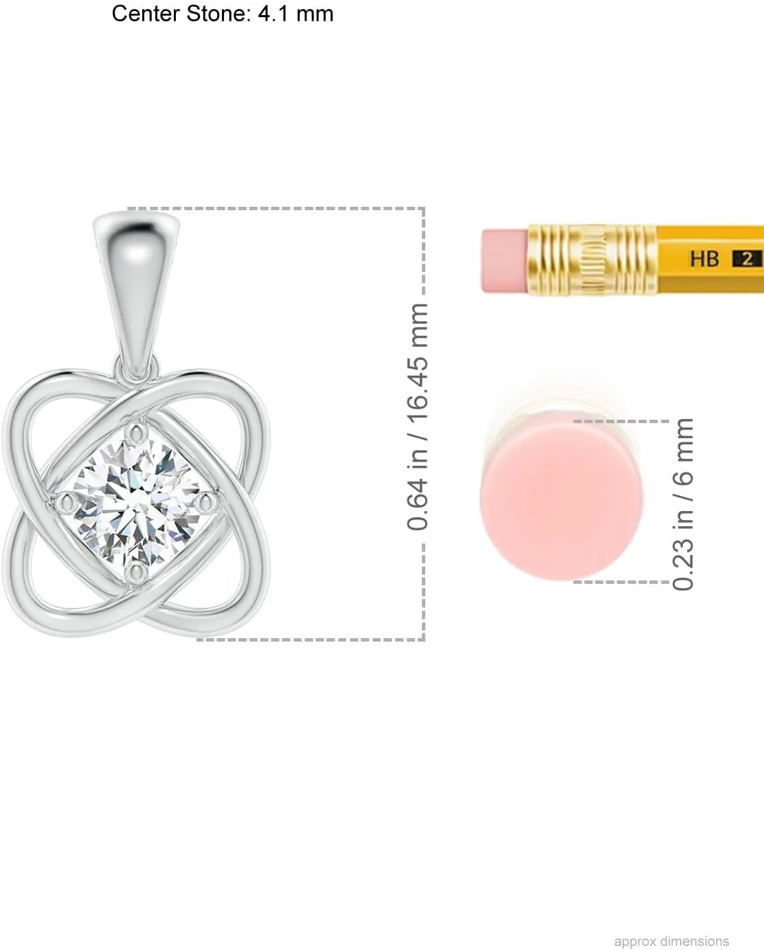 Angara Lab Grown Round Diamond Love Knot Pendant in 14K Solid Gold/Platinum | April Birthstone, Birthday, Engagement, Anniversary, Wedding Jewelry Gift for Women