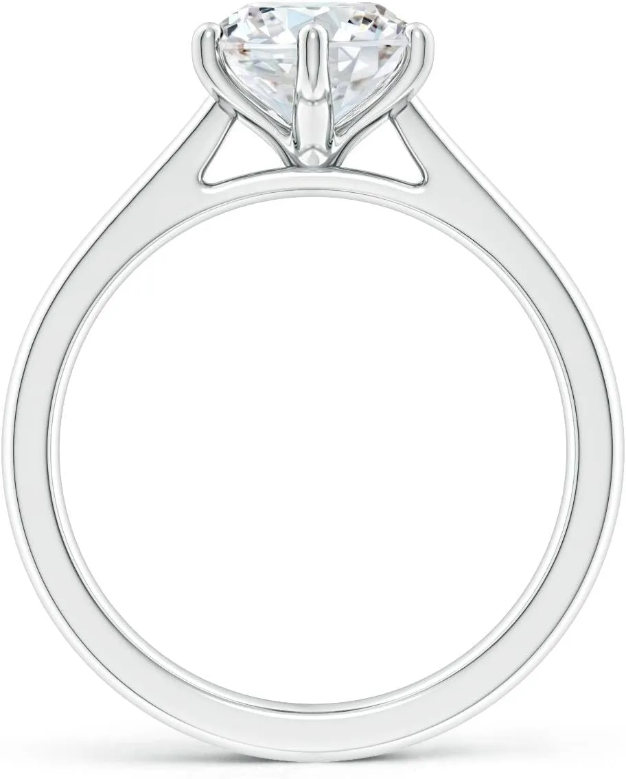Angara Lab Grown Round Diamond Reverse Tapered Shank Cathedral Engagement Ring in Silver / 14K Solid Gold/Platinum | April Birthstone, Birthday, Anniversary, Wedding Jewelry Gift for Women