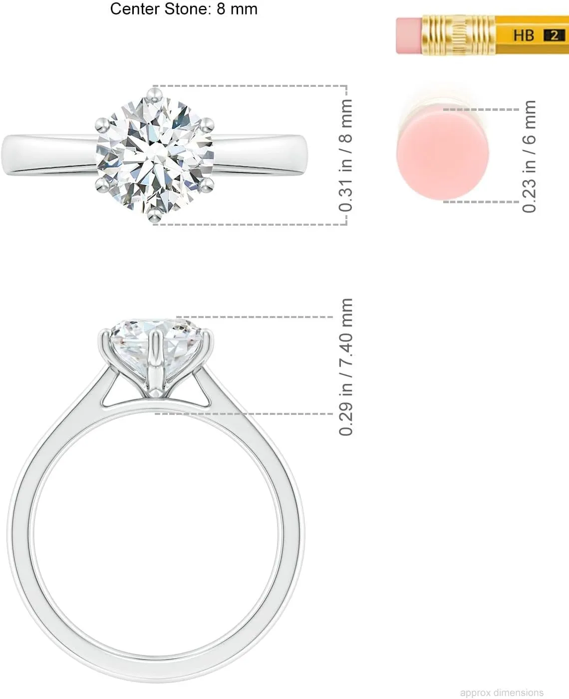 Angara Lab Grown Round Diamond Reverse Tapered Shank Cathedral Engagement Ring in Silver / 14K Solid Gold/Platinum | April Birthstone, Birthday, Anniversary, Wedding Jewelry Gift for Women