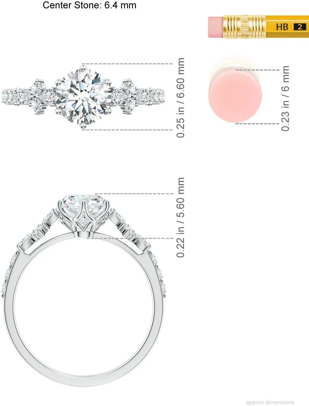 Angara Lab Grown Round Diamond Side Stone Engagement Ring with Accents in 14K Solid Gold/Platinum | April Birthstone, Birthday, Anniversary, Wedding Jewelry Gift for Women