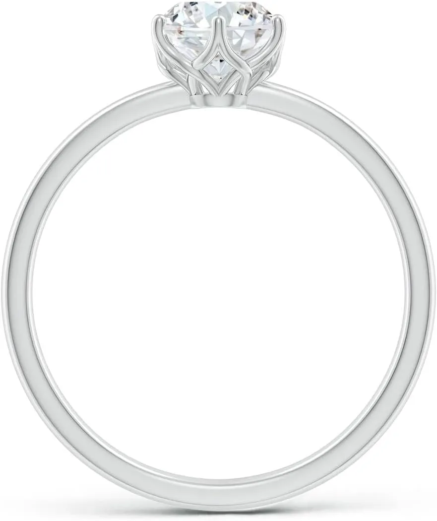 Angara Lab Grown Round Diamond Solitaire Classic Engagement Ring in Silver / 14K Solid Gold/Platinum | April Birthstone, Birthday, Anniversary, Wedding Jewelry Gift for Women