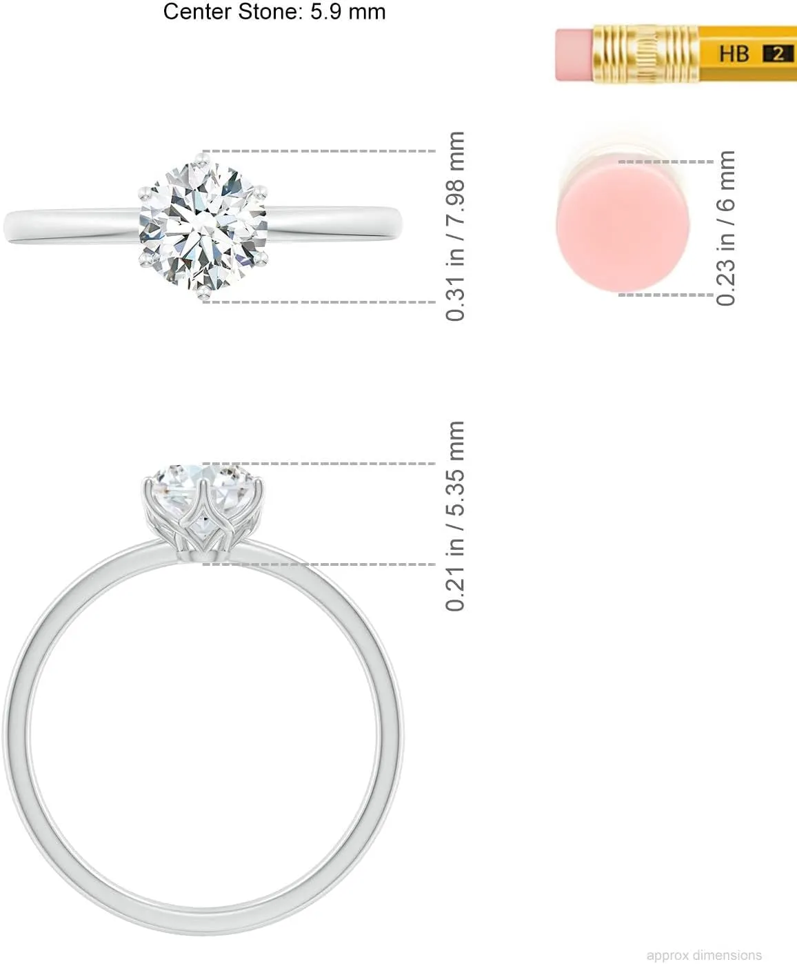 Angara Lab Grown Round Diamond Solitaire Classic Engagement Ring in Silver / 14K Solid Gold/Platinum | April Birthstone, Birthday, Anniversary, Wedding Jewelry Gift for Women
