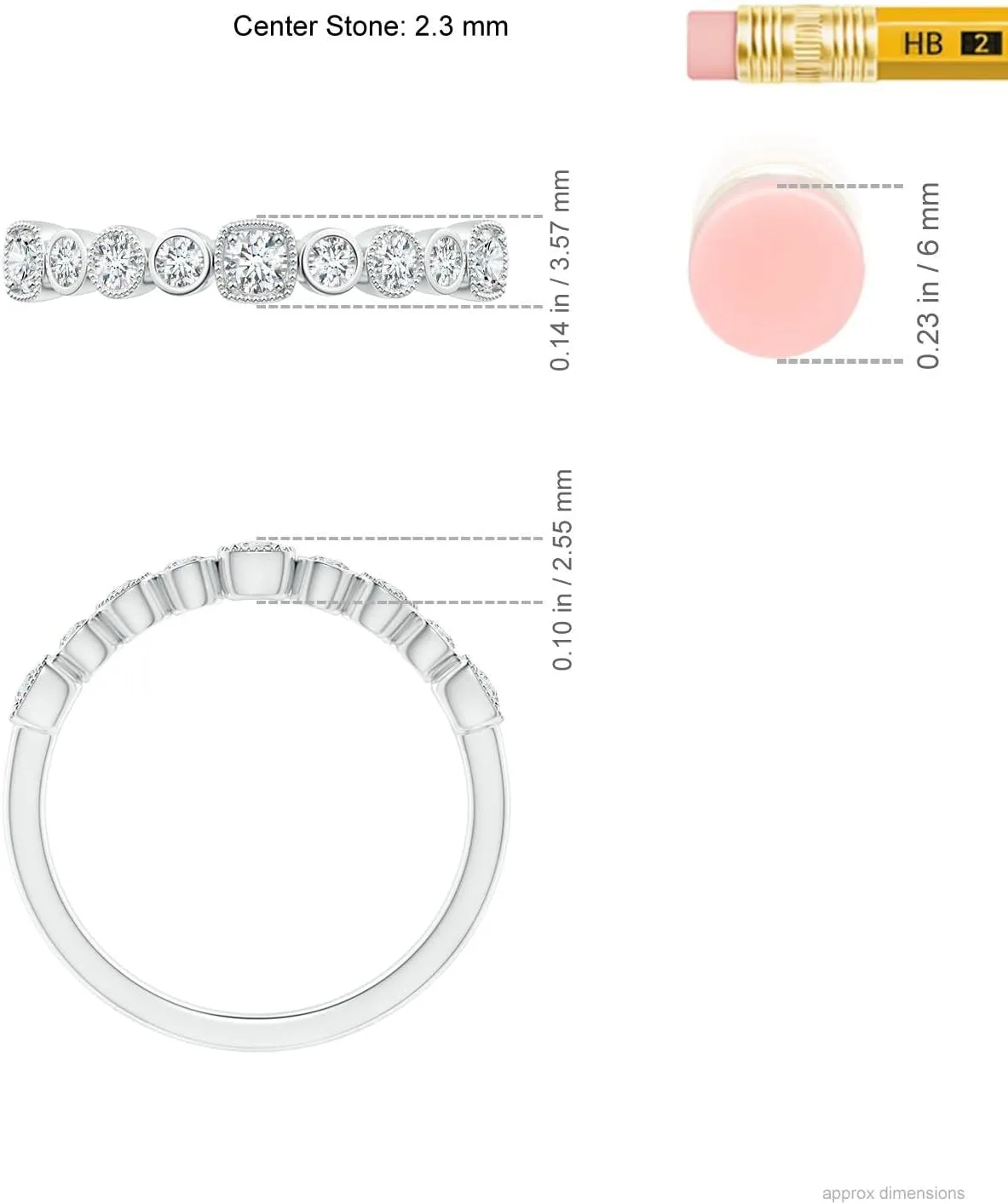 Angara Lab Grown Round Diamond Stackable Fashion Ring with Milgrain in Silver / 14K Solid Gold/Platinum | April Birthstone, Birthday, Engagement, Anniversary, Wedding Jewelry Gift for Women