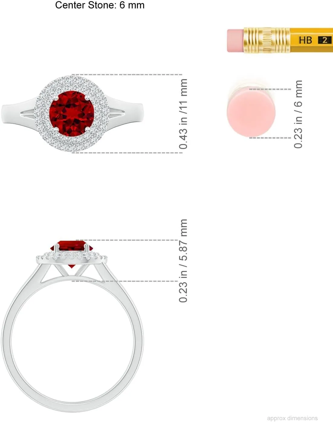 Angara Lab Grown Round Ruby Double Halo Engagement Ring in 14K Solid Gold/Platinum | July Birthstone, Birthday, Anniversary, Wedding Jewelry Gift for Women