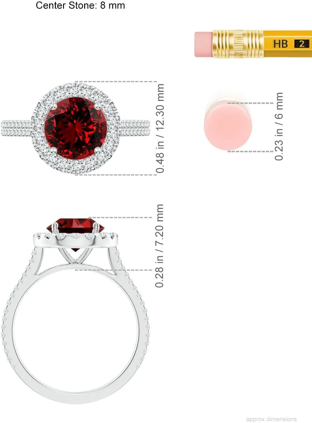 Angara Lab Grown Round Ruby Halo Ring with Diamond Accents in Silver / 14K Solid Gold/Platinum | July Birthstone, Birthday, Engagement, Anniversary, Wedding Jewelry Gift for Women