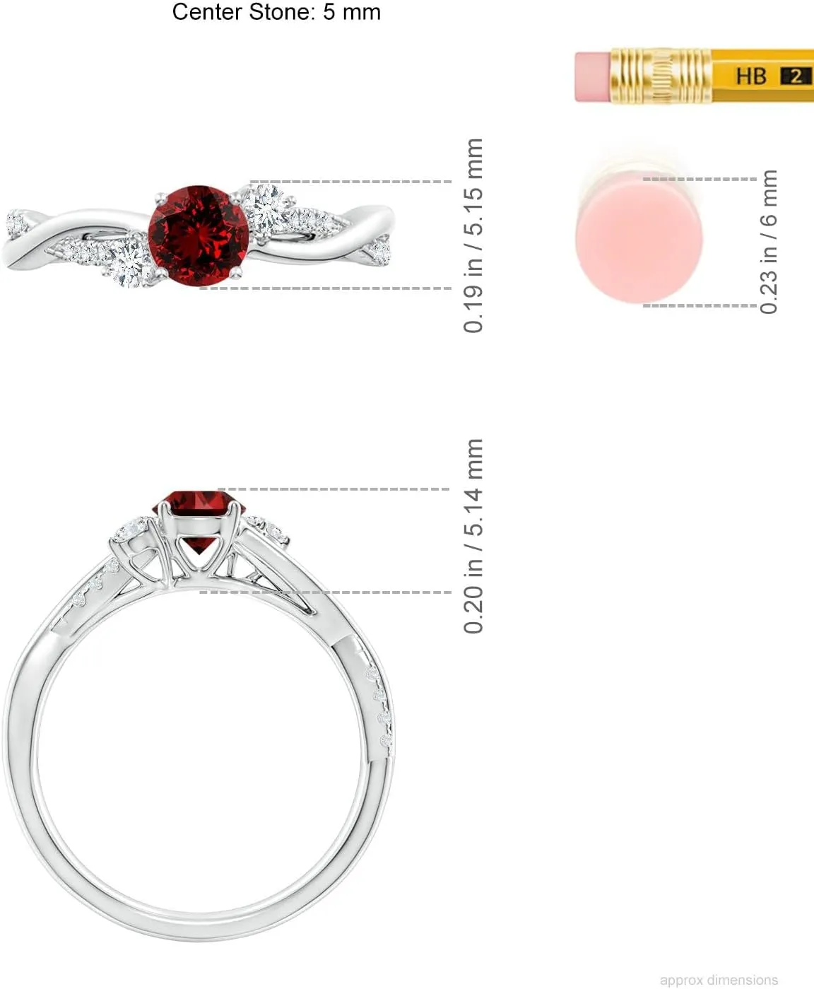 Angara Lab Grown Ruby & Lab Diamond Twisted Vine Ring in 14K Solid Gold/Platinum | July Birthstone, Birthday, Engagement, Anniversary, Wedding Jewelry Gift for Women