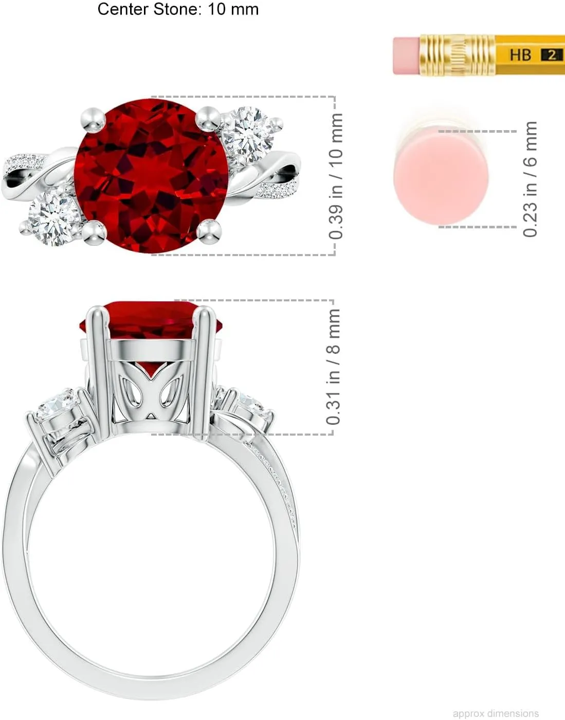 Angara Lab Grown Ruby and Lab Diamond Twisted Vine Ring in 14K Solid Gold/Platinum | July Birthstone, Birthday, Engagement, Anniversary, Wedding Jewelry Gift for Women