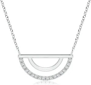 Angara Lab Grown Semi-Circle Diamond Pendant in 14K Solid Gold/Platinum | April Birthstone, Birthday, Engagement, Anniversary, Wedding Jewelry Gift for Women