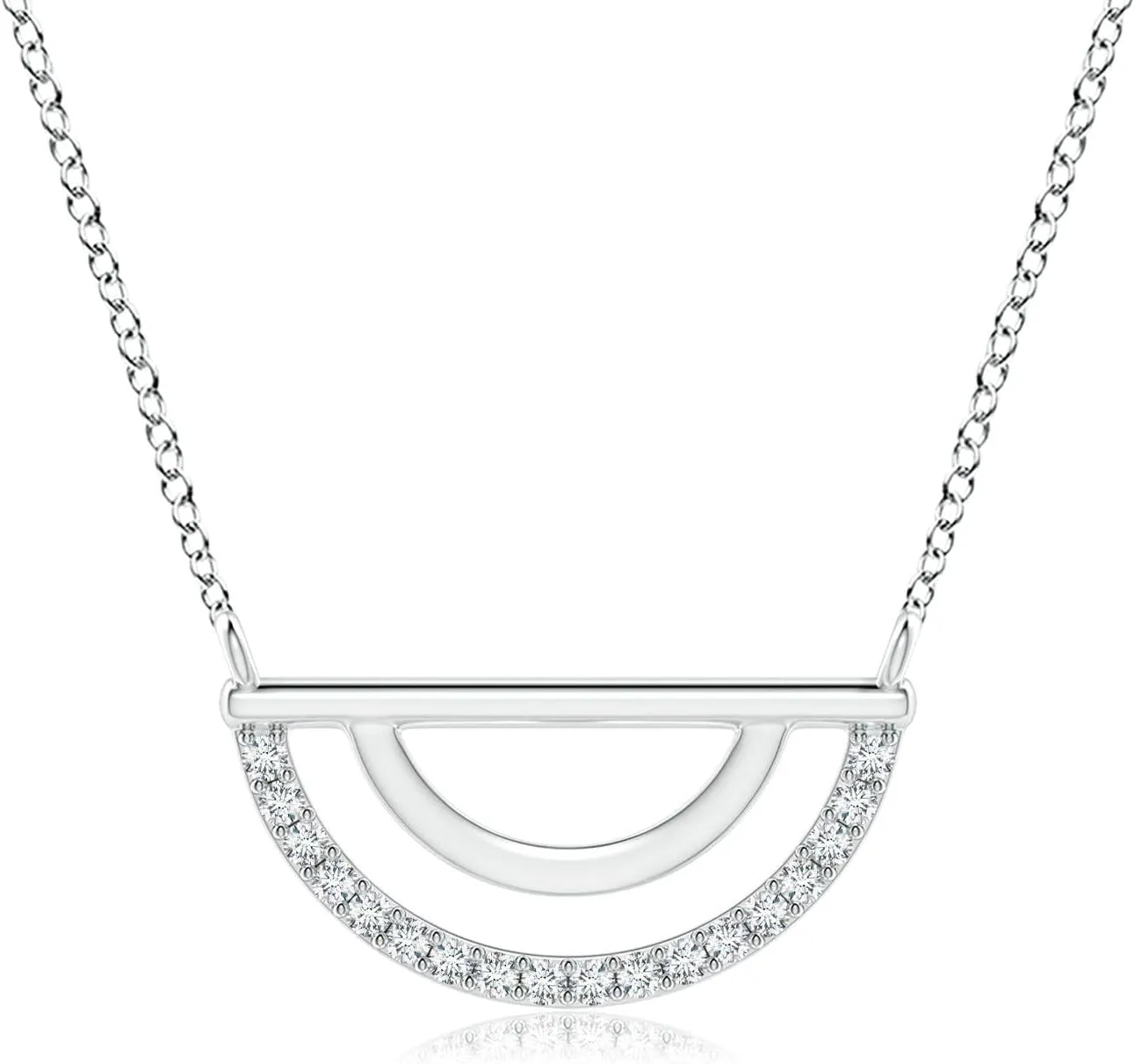 Angara Lab Grown Semi-Circle Diamond Pendant in 14K Solid Gold/Platinum | April Birthstone, Birthday, Engagement, Anniversary, Wedding Jewelry Gift for Women
