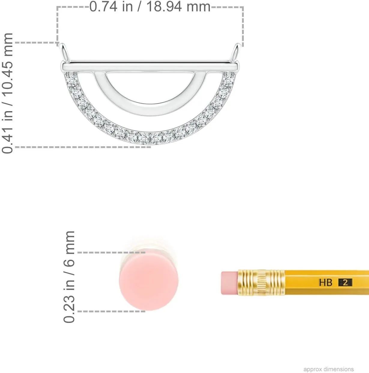Angara Lab Grown Semi-Circle Diamond Pendant in 14K Solid Gold/Platinum | April Birthstone, Birthday, Engagement, Anniversary, Wedding Jewelry Gift for Women