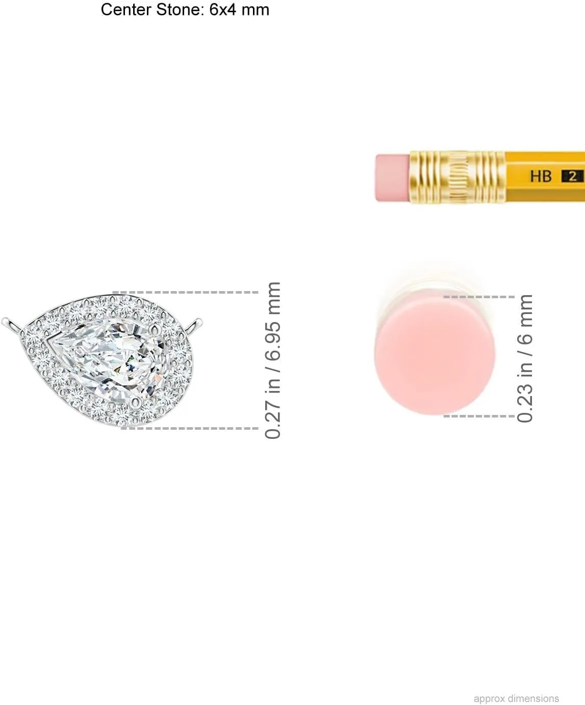 Angara Lab Grown Sideways Pear-Shaped Diamond Halo Pendant in 14K Solid Gold/Platinum | April Birthstone, Birthday, Engagement, Anniversary, Wedding Jewelry Gift for Women