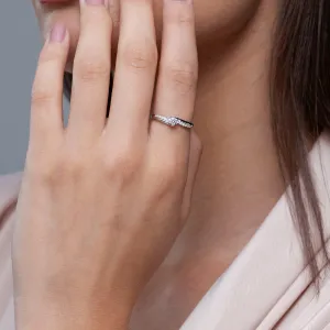 Angara Lab Grown Six Prong-Set Solitaire Diamond Bypass Promise Ring in Silver / 14K Solid Gold/Platinum | April Birthstone, Birthday, Engagement, Anniversary, Wedding Jewelry Gift for Women