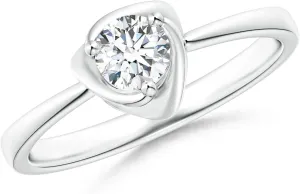 Angara Lab Grown Solitaire Diamond Floral Ring in Silver / 14K Solid Gold/Platinum | April Birthstone, Birthday, Engagement, Anniversary, Wedding Jewelry Gift for Women
