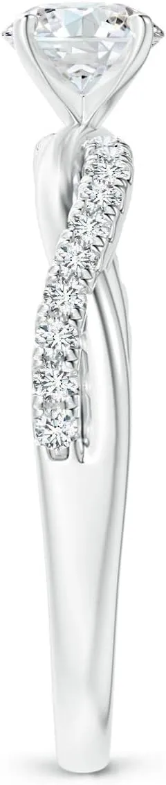 Angara Lab Grown Solitaire Diamond Twist Shank Engagement Ring with Accents in Silver / 14K Solid Gold/Platinum | April Birthstone, Birthday, Anniversary, Wedding Jewelry Gift for Women