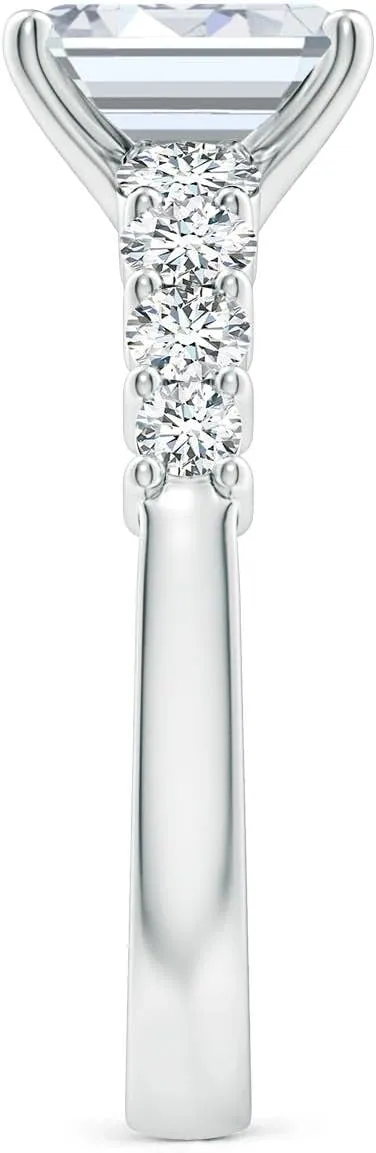 Angara Lab Grown Solitaire Emerald-Cut Diamond Graduated Engagement Ring in Silver / 14K Solid Gold/Platinum | April Birthstone, Birthday, Anniversary, Wedding Jewelry Gift for Women