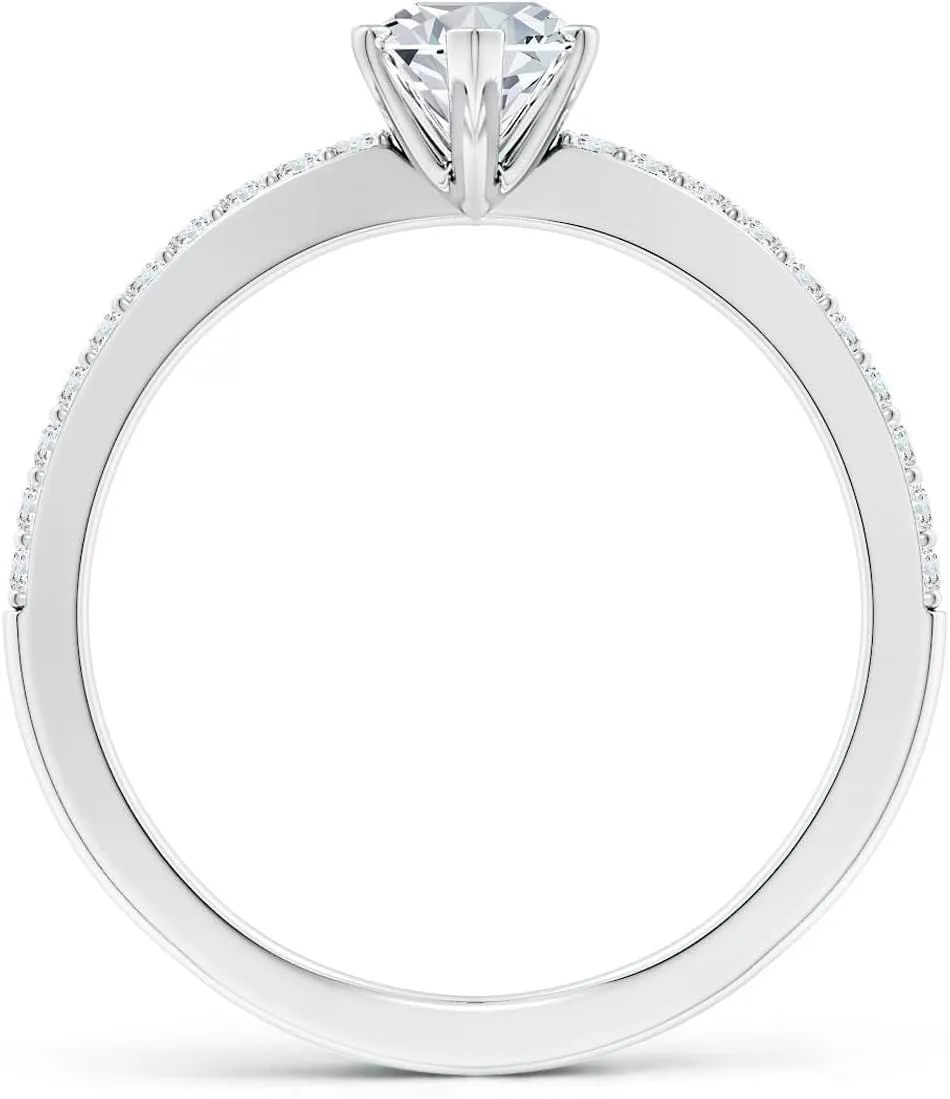 Angara Lab Grown Solitaire Marquise Diamond Crossover Shank Engagement Ring in Silver / 14K Solid Gold/Platinum | April Birthstone, Birthday, Anniversary, Wedding Jewelry Gift for Women