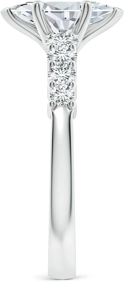 Angara Lab Grown Solitaire Marquise Diamond Graduated Engagement Ring in Silver / 14K Solid Gold/Platinum | April Birthstone, Birthday, Anniversary, Wedding Jewelry Gift for Women