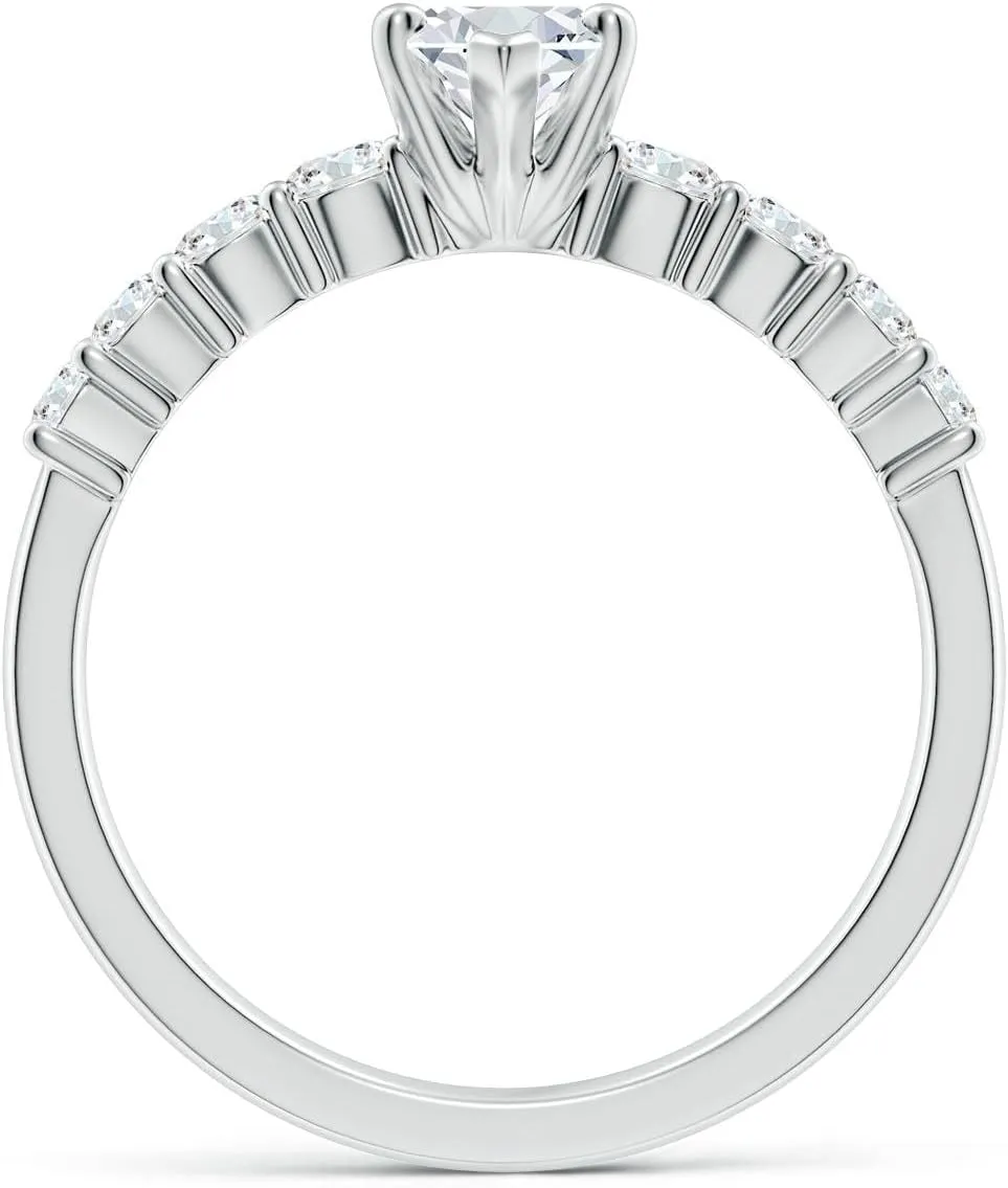 Angara Lab Grown Solitaire Marquise Diamond Graduated Engagement Ring in Silver / 14K Solid Gold/Platinum | April Birthstone, Birthday, Anniversary, Wedding Jewelry Gift for Women