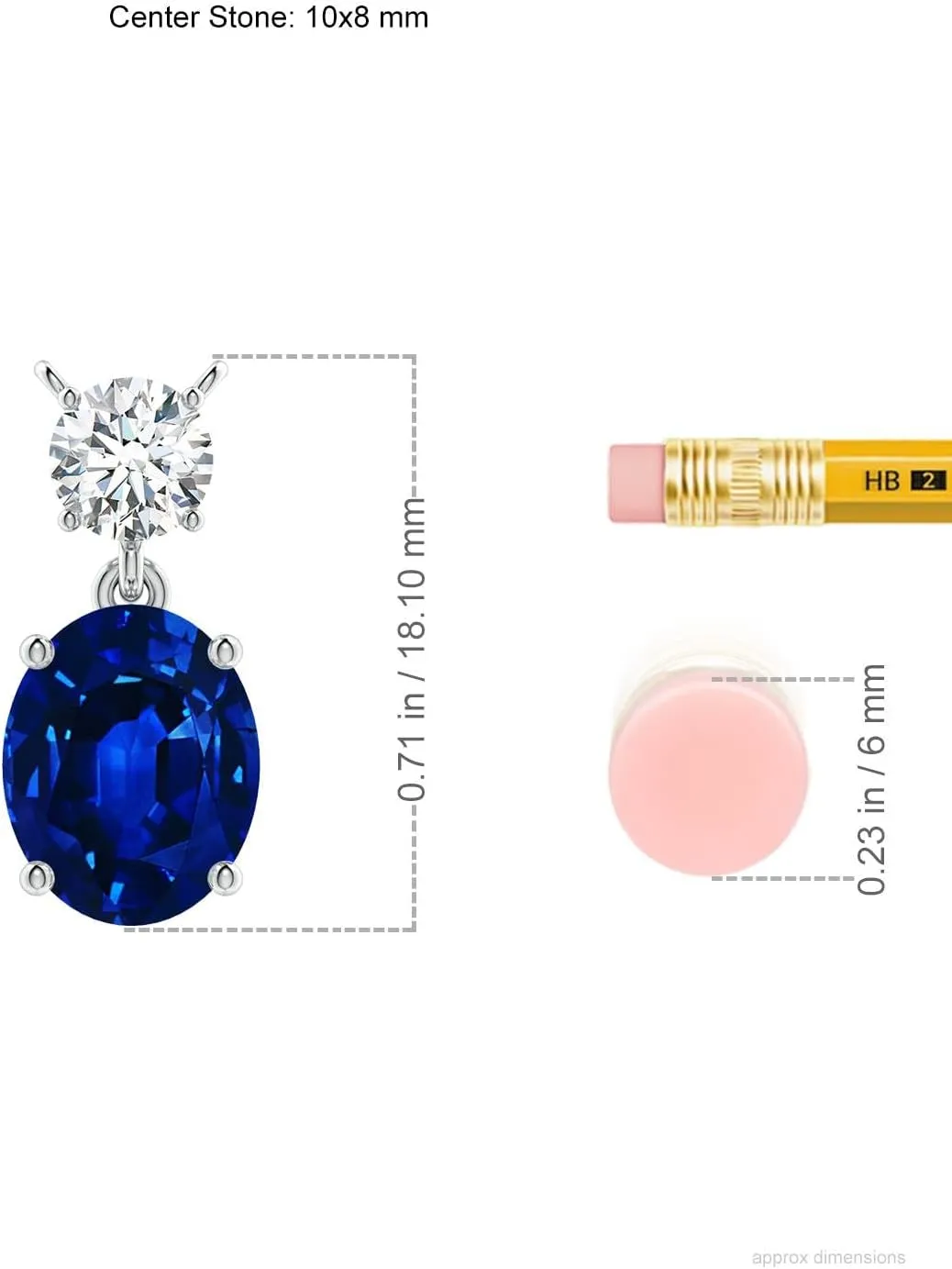 Angara Lab Grown Solitaire Oval Blue Sapphire Drop Pendant with Lab Diamond Accent in 14K Solid Gold/Platinum | September Birthstone, Birthday, Engagement, Anniversary Jewelry Gift for Women