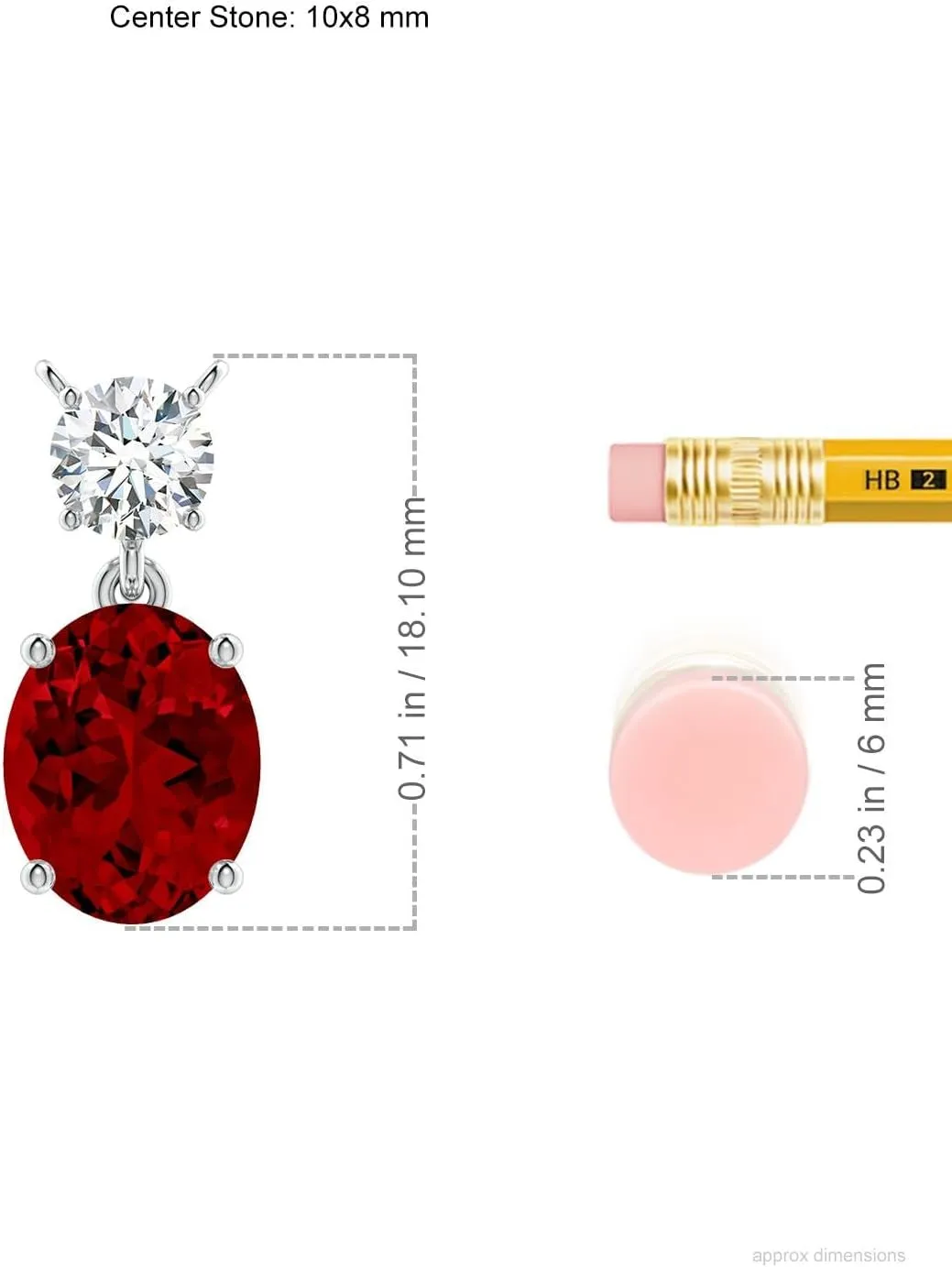 Angara Lab Grown Solitaire Oval Ruby Drop Pendant with Lab Diamond Accent in 14K Solid Gold/Platinum | July Birthstone, Birthday, Engagement, Anniversary, Wedding Jewelry Gift for Women