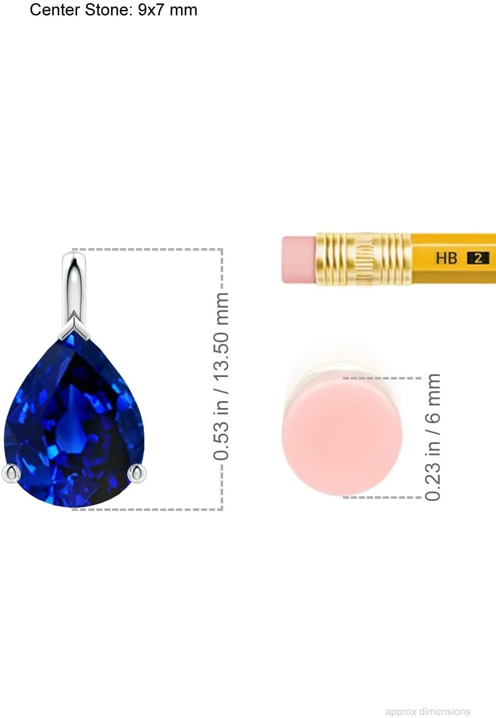 Angara Lab Grown Solitaire Pear Blue Sapphire Classic Pendant in 14K Solid Gold/Platinum | September Birthstone, Birthday, Engagement, Anniversary, Wedding Jewelry Gift for Women